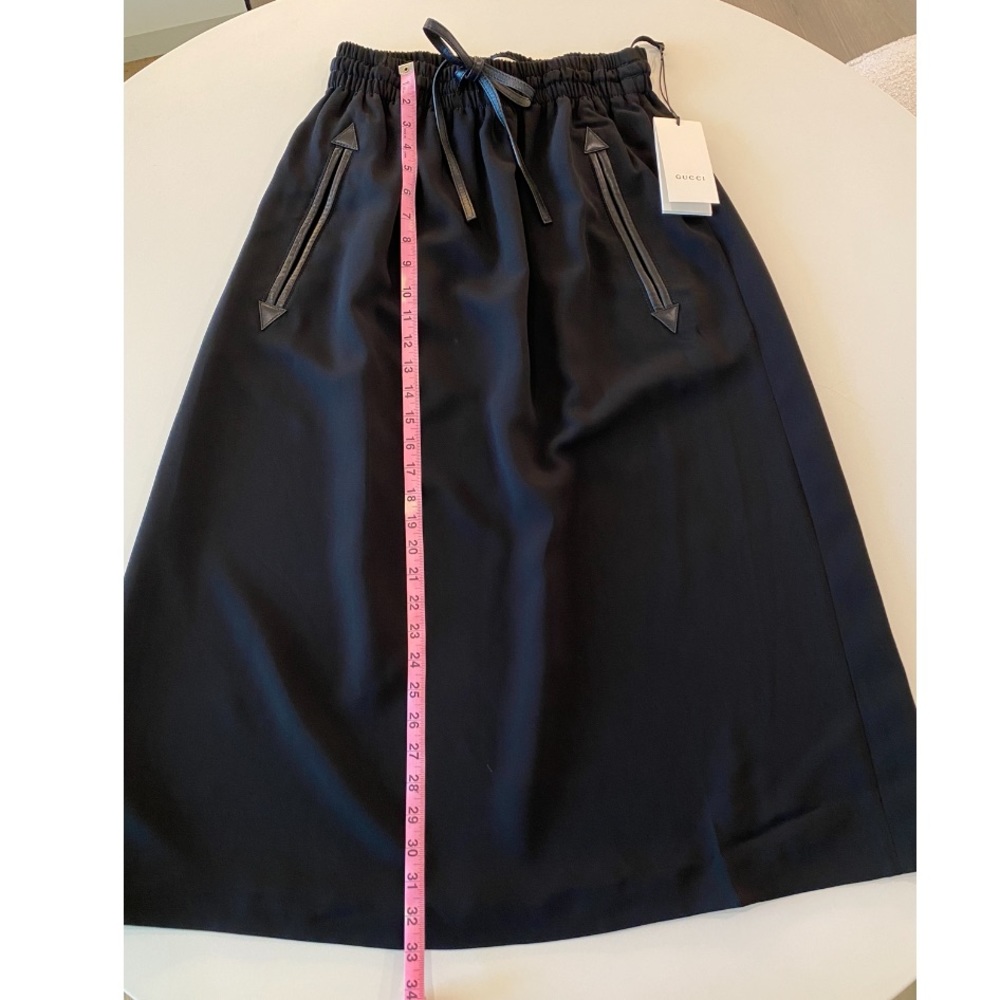 Gucci Midi Skirt Black With Leather Details - Picture 14 of 14